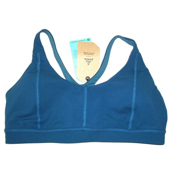NWT Womens PrAna Yoga Dark Aqua Strappy Top Bra New Momento L Blue Atlantic UPF - Picture 3 of 6